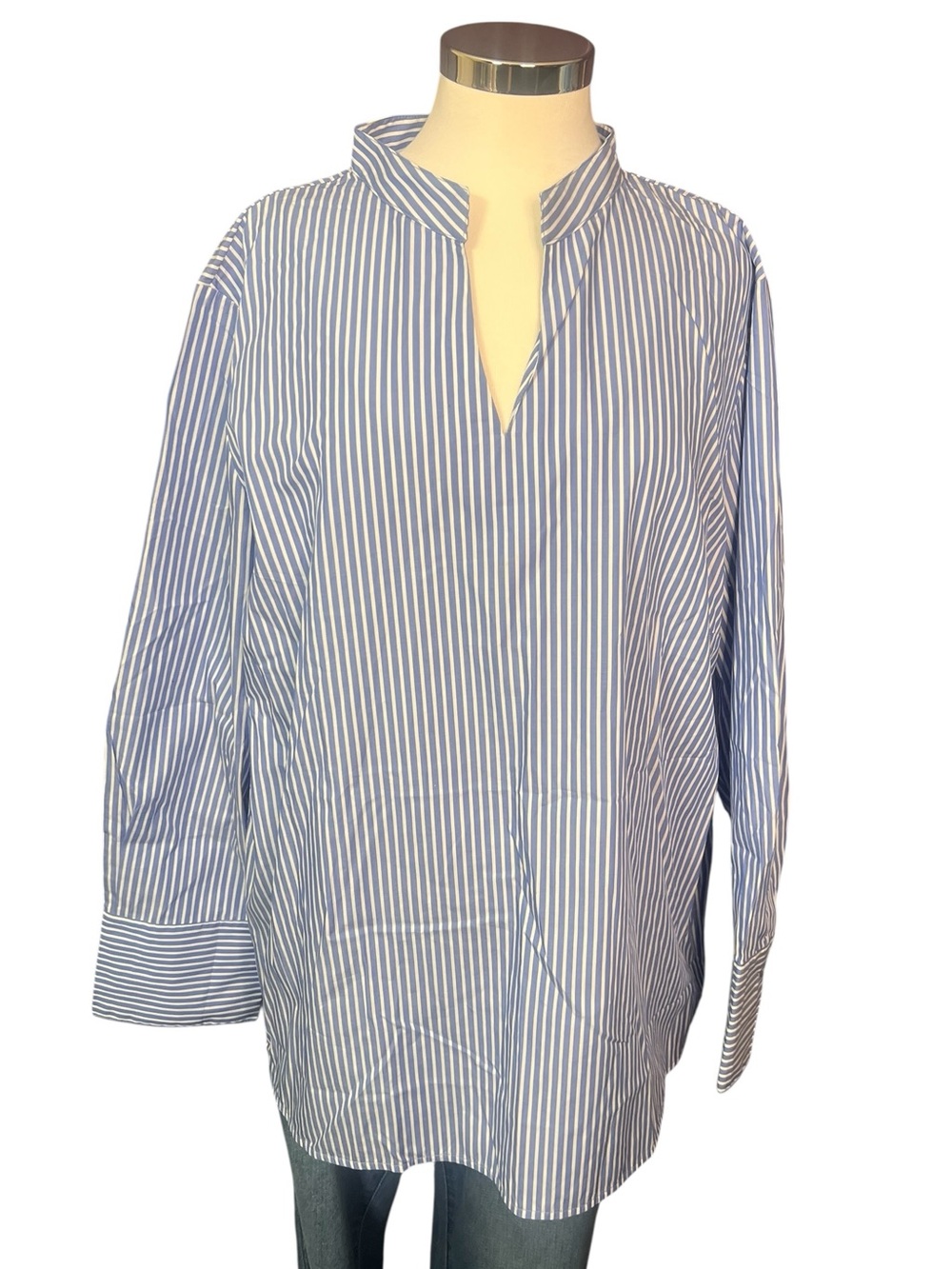Classic Blue Stripe Tunic Top - Women's Long Sleeve